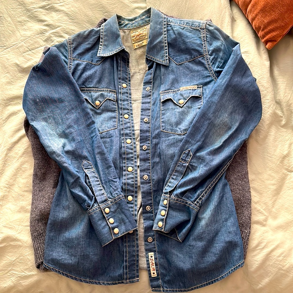 Western button up denim shirt